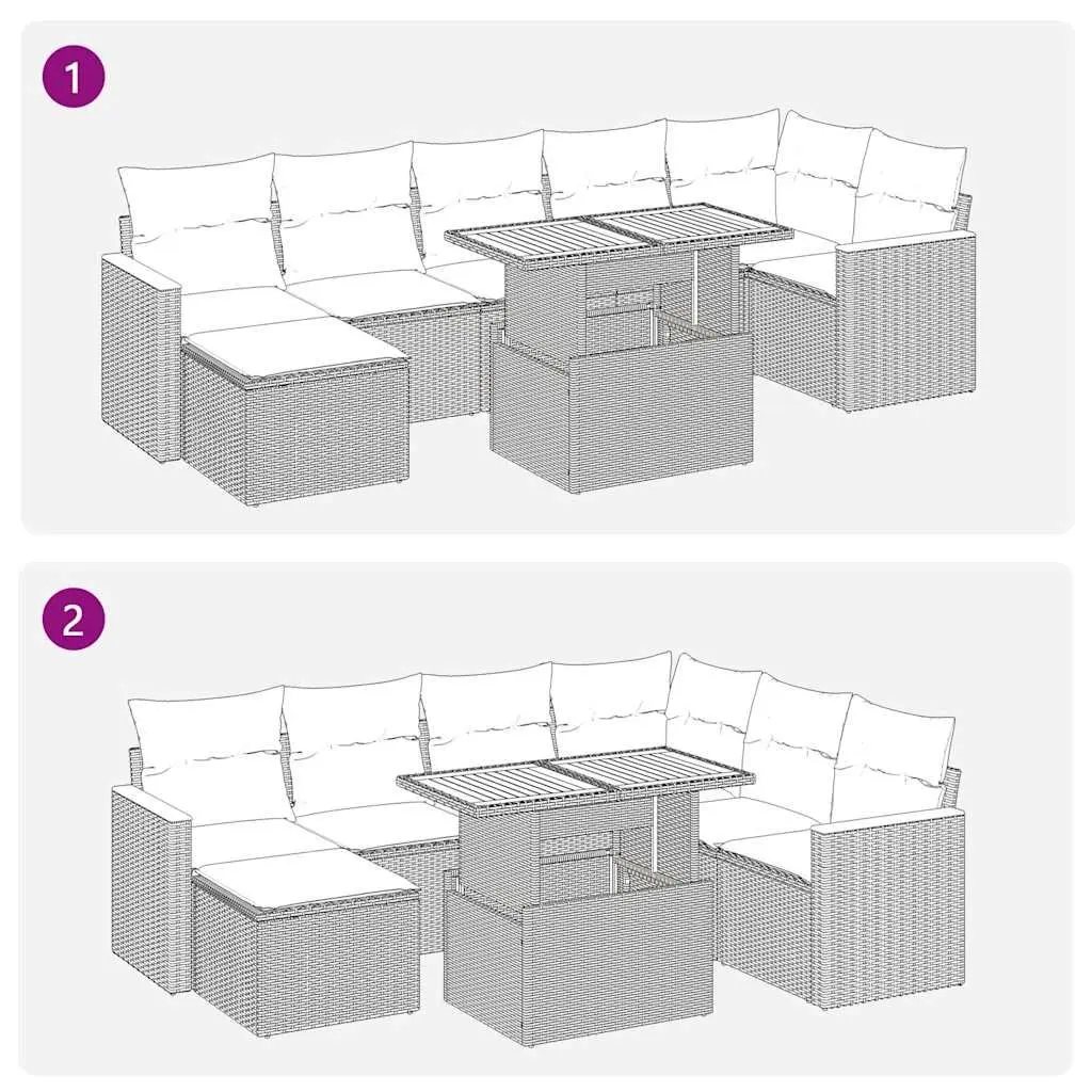 8 Piece Outdoor Garden Sofa Set with Storage Cushions Black Rattan Patio
