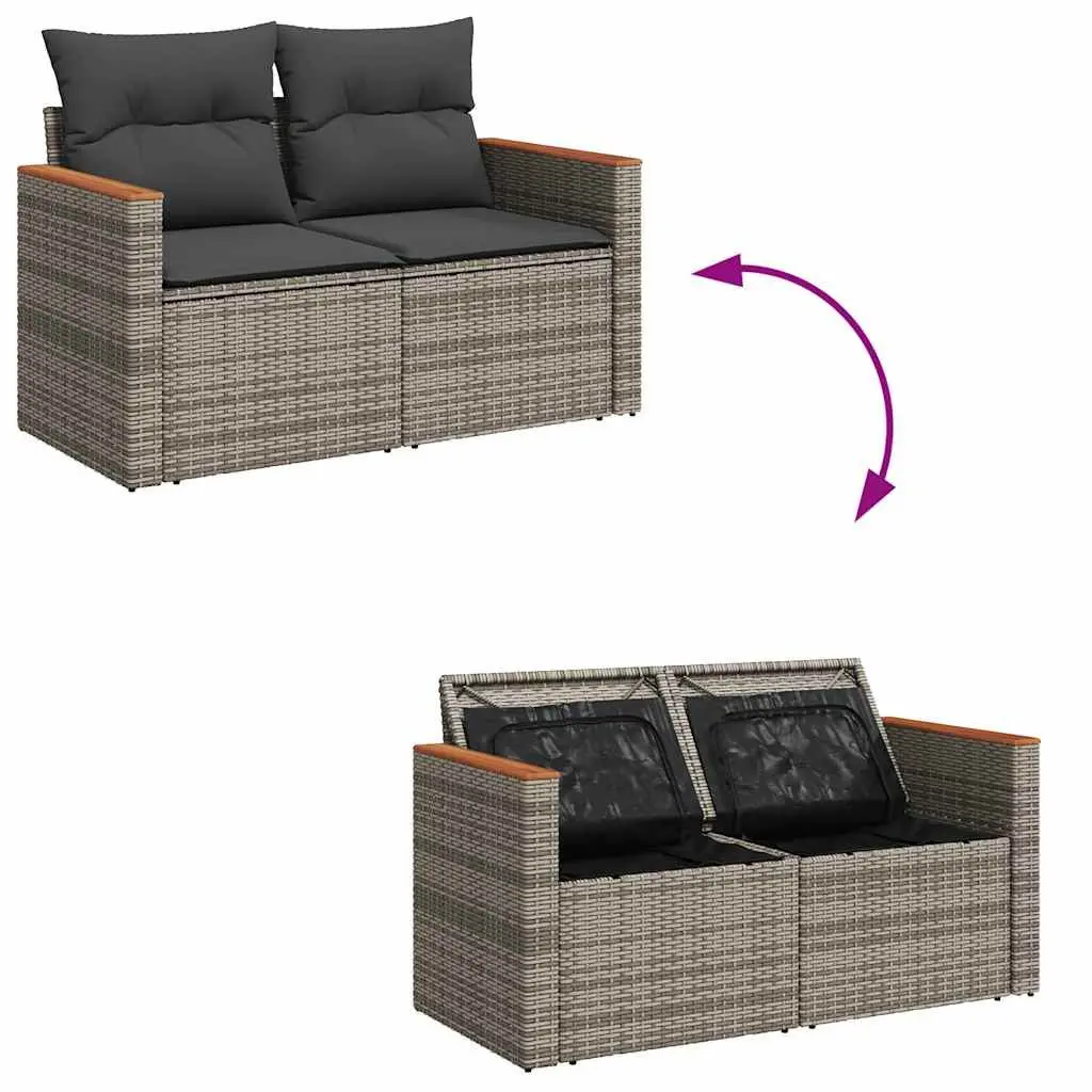 11 Piece Garden Sofa Set Outdoor Furniture Grey Poly Rattan Modular Patio
