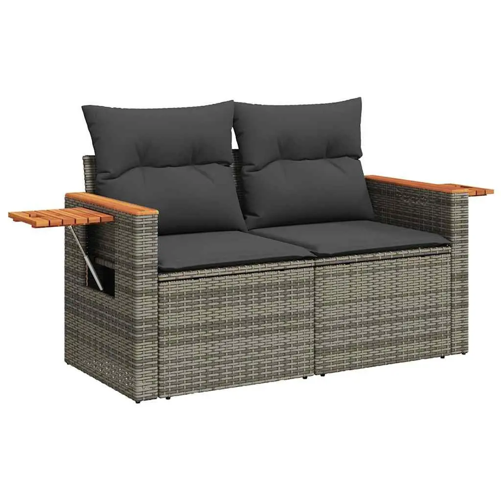 5 Piece Garden Sofa Set Grey Outdoor Furniture Patio Rattan Lounge Cushions