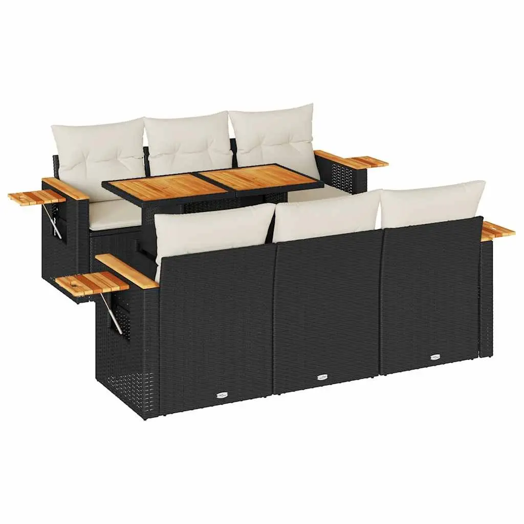 7 Piece Garden Sofa Set with Cushions Black Outdoor Patio Furniture Modular