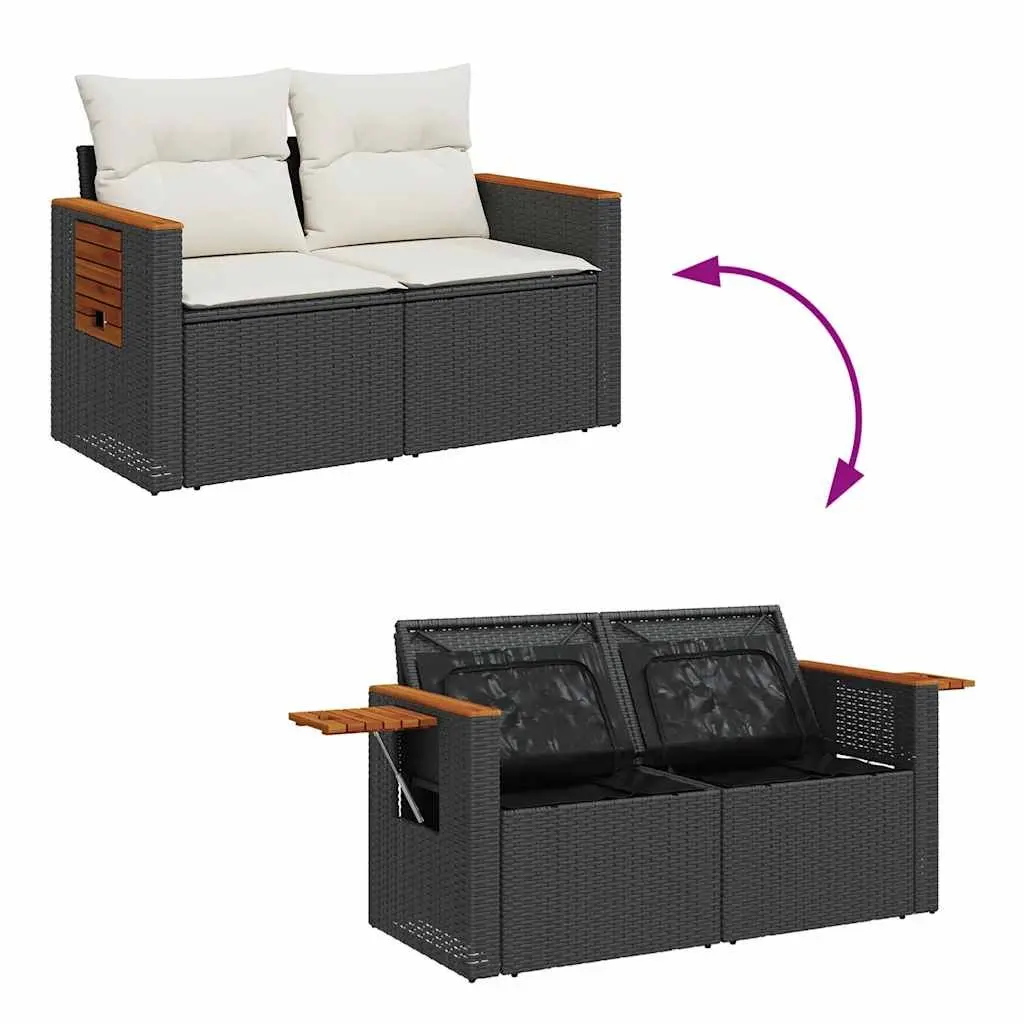 7 Piece Garden Sofa Set with Cushions Black Outdoor Patio Furniture Modular