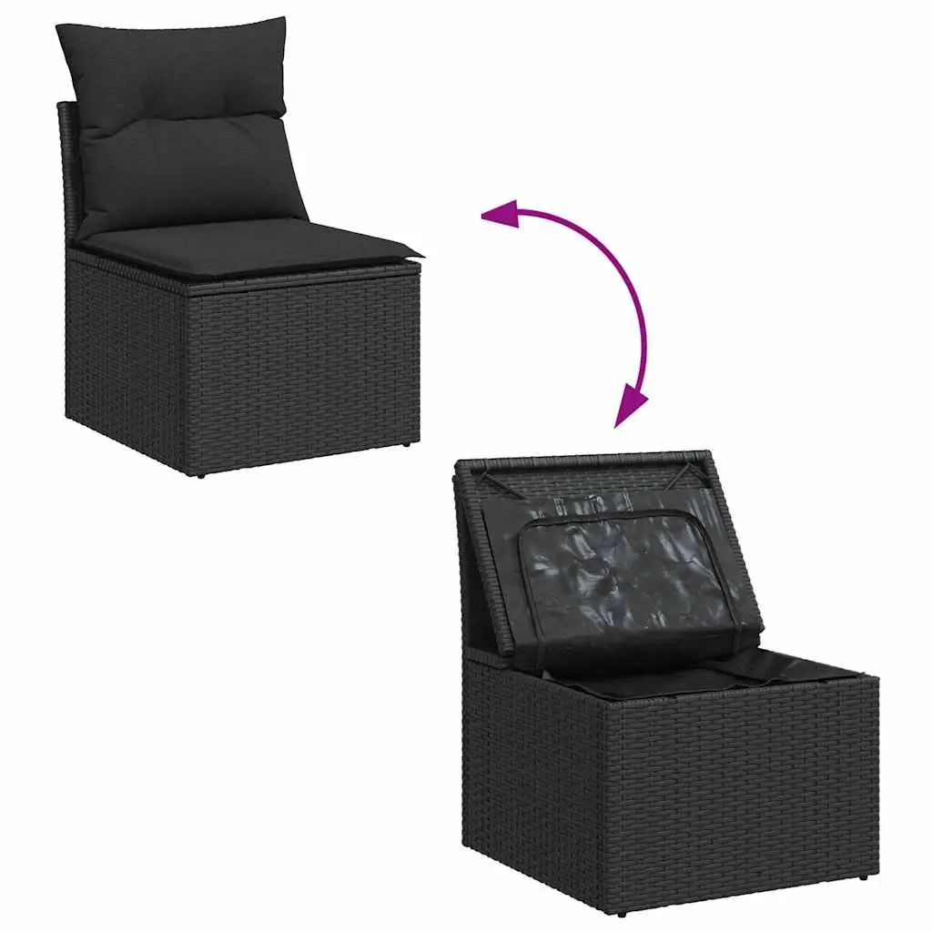 6 Piece Garden Sofa Set with Cushions Outdoor Furniture Patio Rattan Black