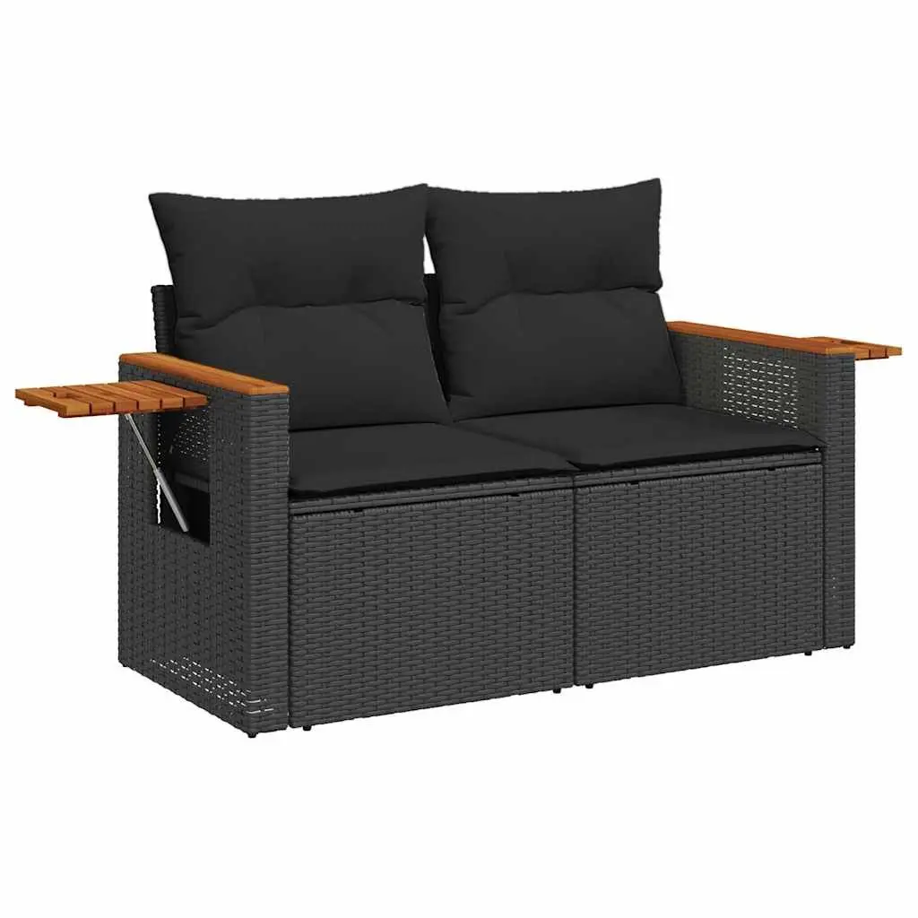 6 Piece Garden Sofa Set with Cushions Outdoor Furniture Patio Rattan Black