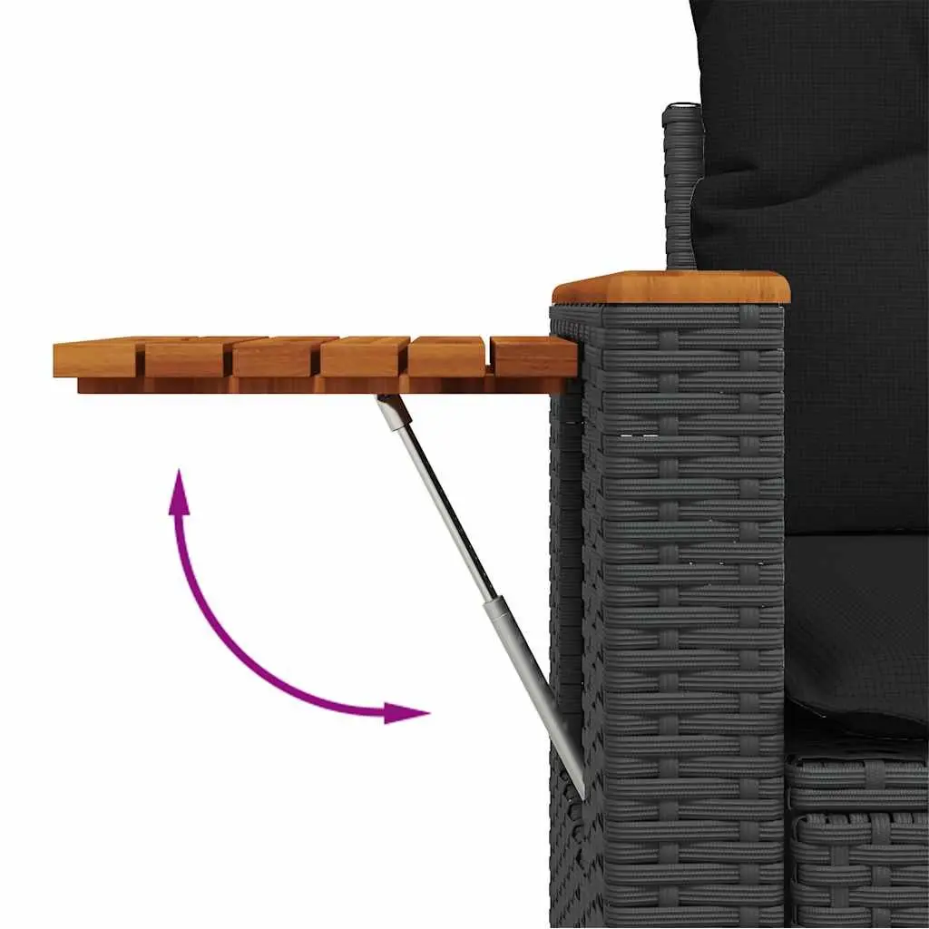 6 Piece Garden Sofa Set with Cushions Outdoor Furniture Patio Rattan Black