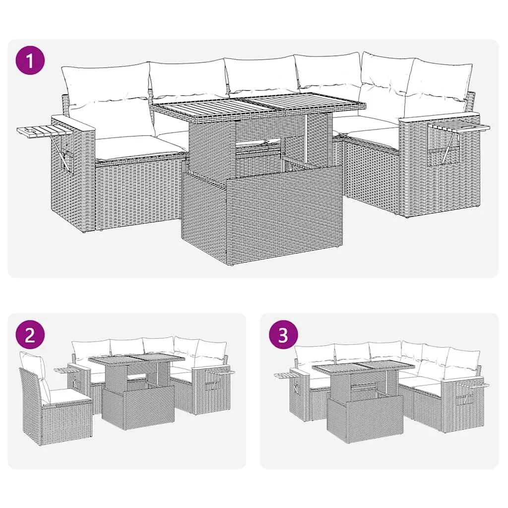 5 Piece Garden Sofa Set Black Poly Rattan Outdoor Furniture with Storage