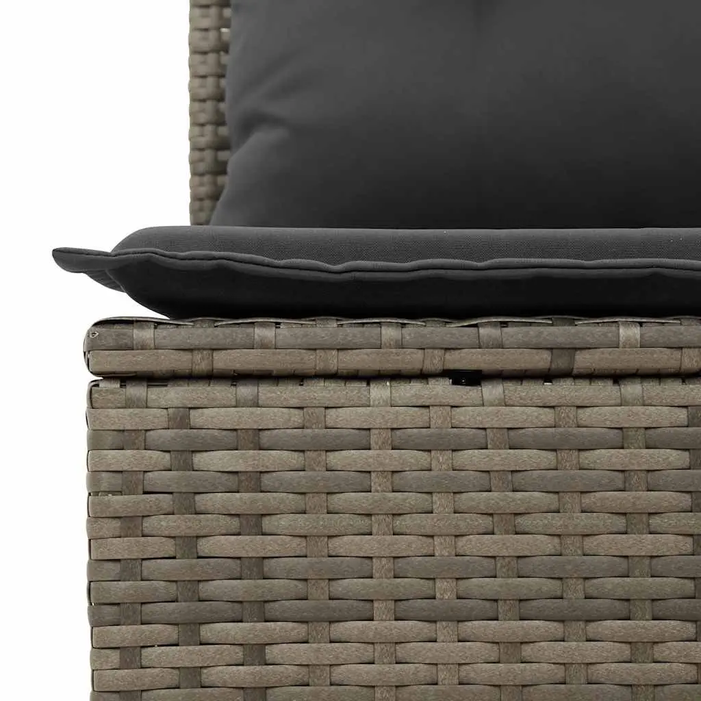 5 Piece Garden Sofa Set Grey Poly Rattan Outdoor Furniture with Storage Cushions