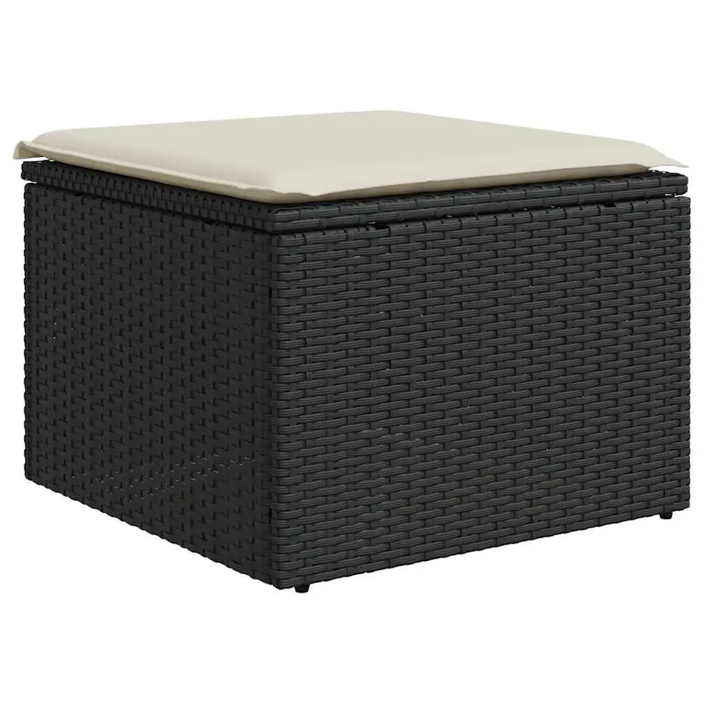 7 Piece Garden Sofa Set Outdoor Furniture Black PE Rattan with Cushions