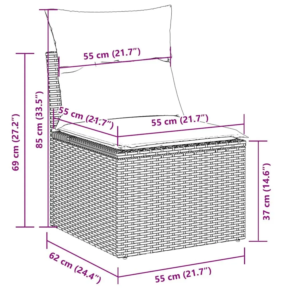 5 Piece Garden Sofa Set Grey Poly Rattan Outdoor Patio Furniture with Cushions