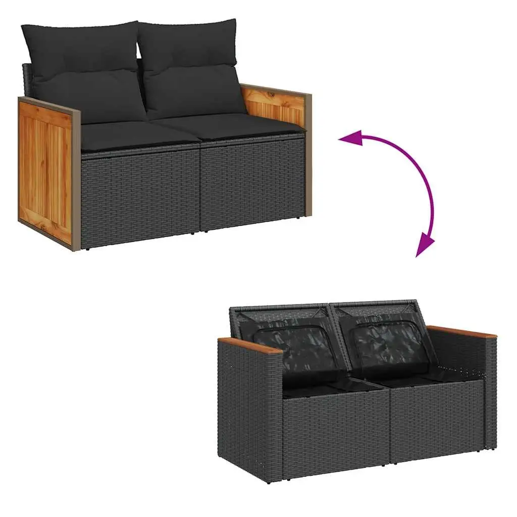5 Piece Garden Sofa Set Outdoor Patio Furniture Black Poly Rattan Modular with