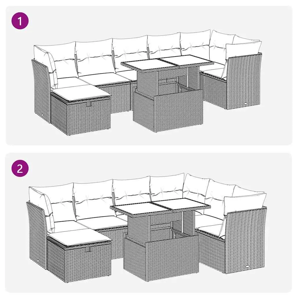 Garden Sofa Set 8 Piece Outdoor Furniture Grey Poly Rattan Modular Patio Seating