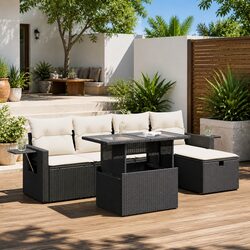 Garden Sofa Set 6 Piece Outdoor Furniture Patio Conversation Set with Cushions