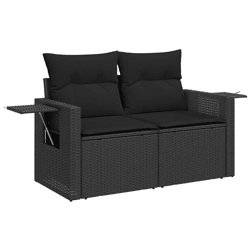 7 Piece Garden Sofa Set with Storage Cushions Black Outdoor Furniture Patio