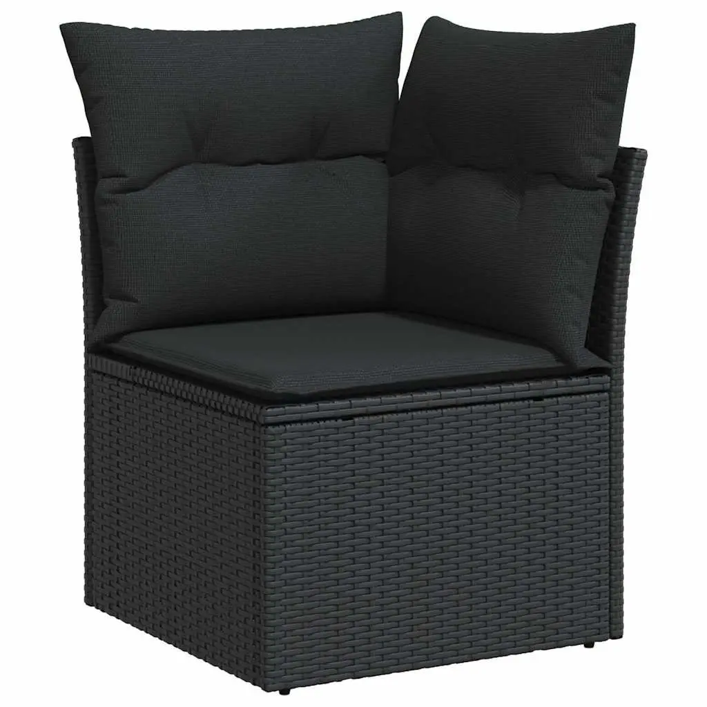 7 Piece Garden Sofa Set with Storage Cushions Black Outdoor Furniture Patio