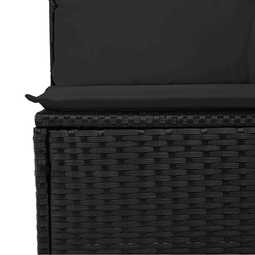 7 Piece Outdoor Garden Sofa Set with Storage Cushions Black Poly Rattan Patio