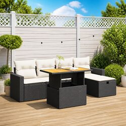 6 Piece Garden Sofa Set Outdoor Patio Furniture with Cushions Storage Black