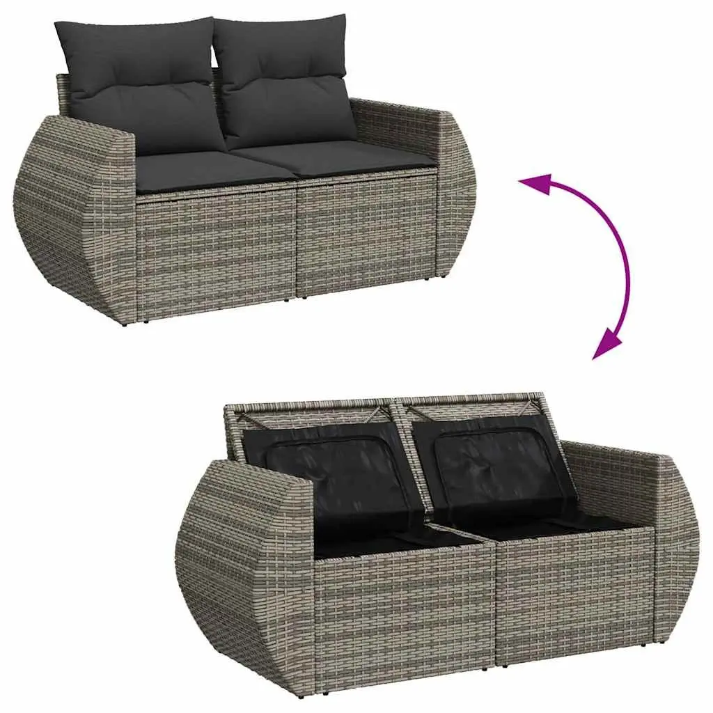 6 Piece Garden Sofa Set with Storage Cushions Grey Outdoor Furniture Patio