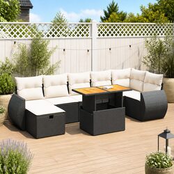 5 Piece Garden Sofa Set with Storage Cushions Black Outdoor Furniture Patio