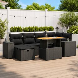 8 Piece Garden Sofa Set Outdoor Patio Furniture with Cushions Storage Black