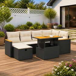 8 Piece Garden Sofa Set Outdoor Furniture Patio Sectional with Cushions Black