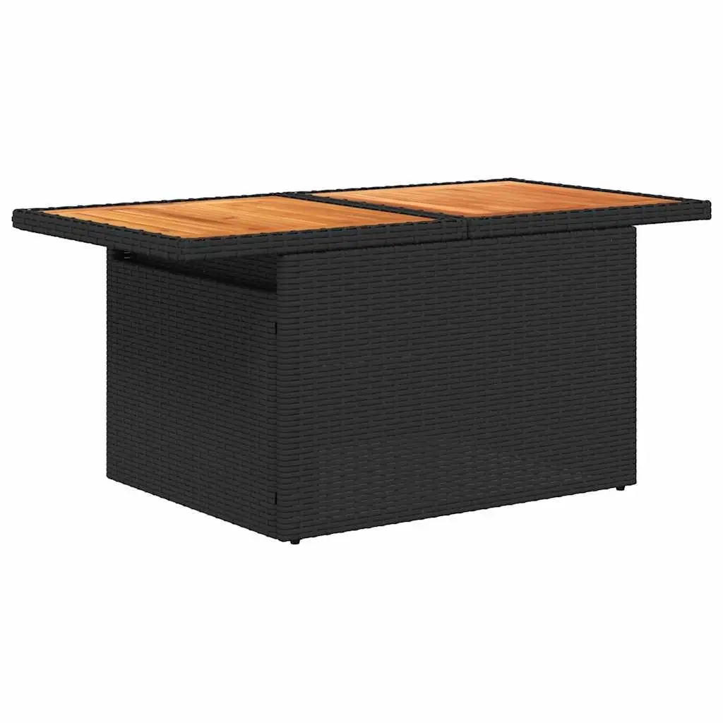 6 Piece Outdoor Garden Sofa Set with Storage Cushions Black Poly Rattan Patio