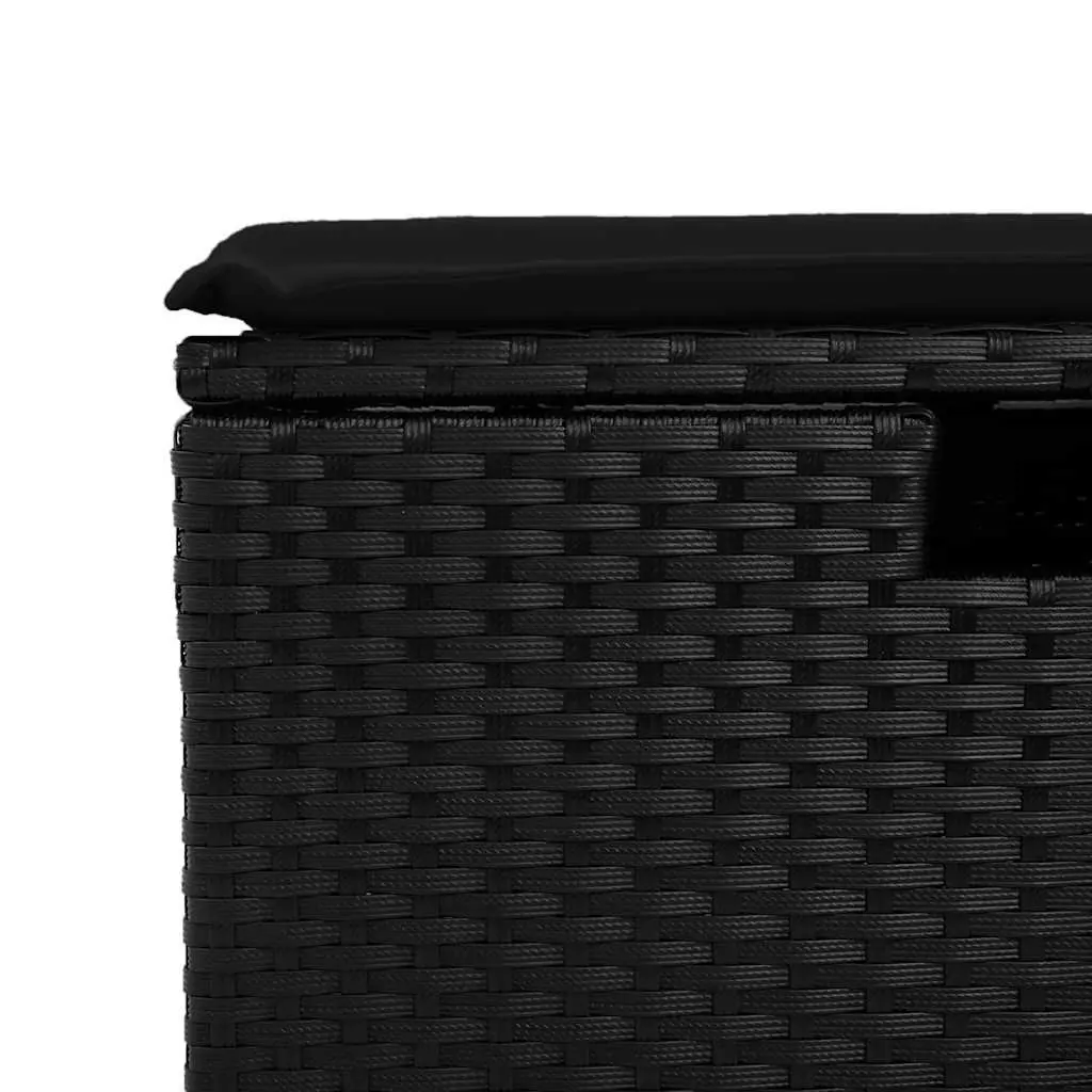 6 Piece Outdoor Garden Sofa Set with Storage Cushions Black Poly Rattan Patio