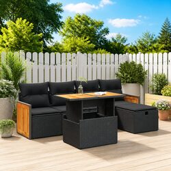 Garden Sofa Set 6 Piece Outdoor Furniture Patio Sectional with Storage Cushions