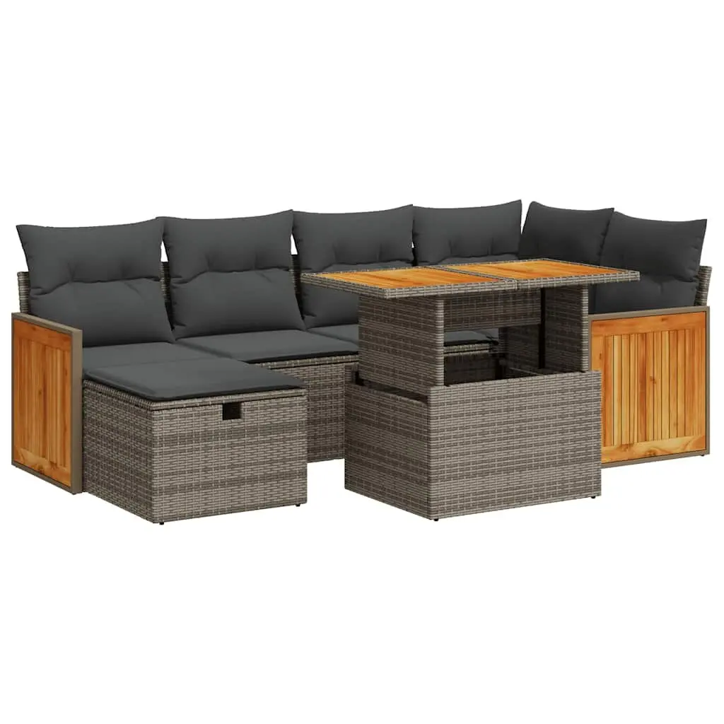 Garden Sofa Set 8 Piece Modular Outdoor Furniture Grey PE Rattan Patio Lounge