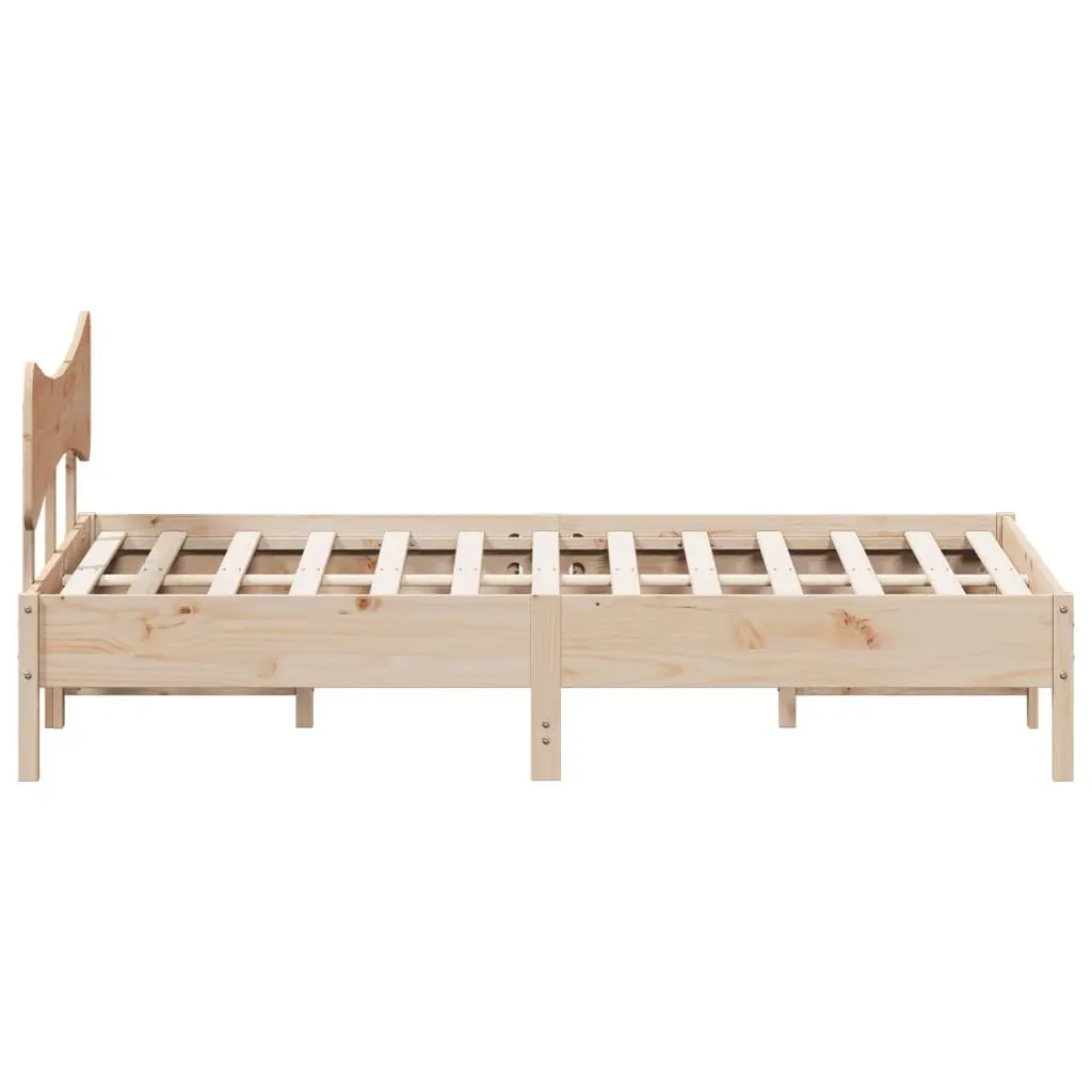 Solid Wood Bed Frame Slatted Base 135x190 cm Brown Pine
