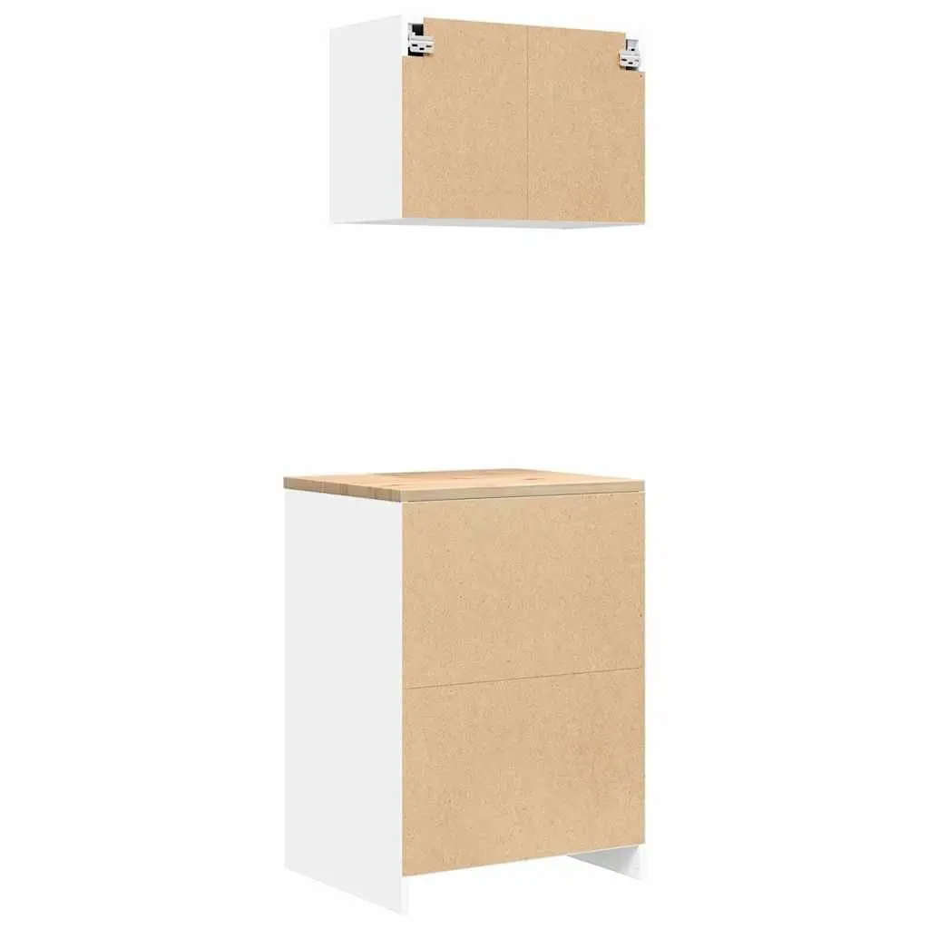 Garage Storage Cabinets 2pc Heavy-Duty White Engineered Wood Tool Organiser