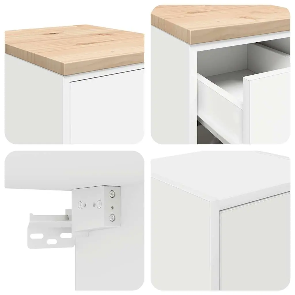 Garage Storage Cabinets 2pc Heavy-Duty White Engineered Wood Tool Organiser
