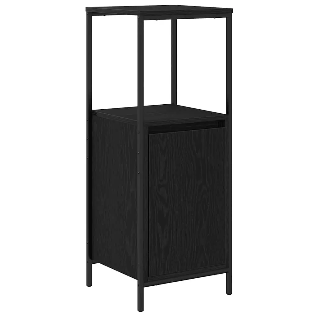 Bathroom Furniture Set 5 Pieces Black Engineered Wood Wall Cabinet Shelf Storage Vanity Unit