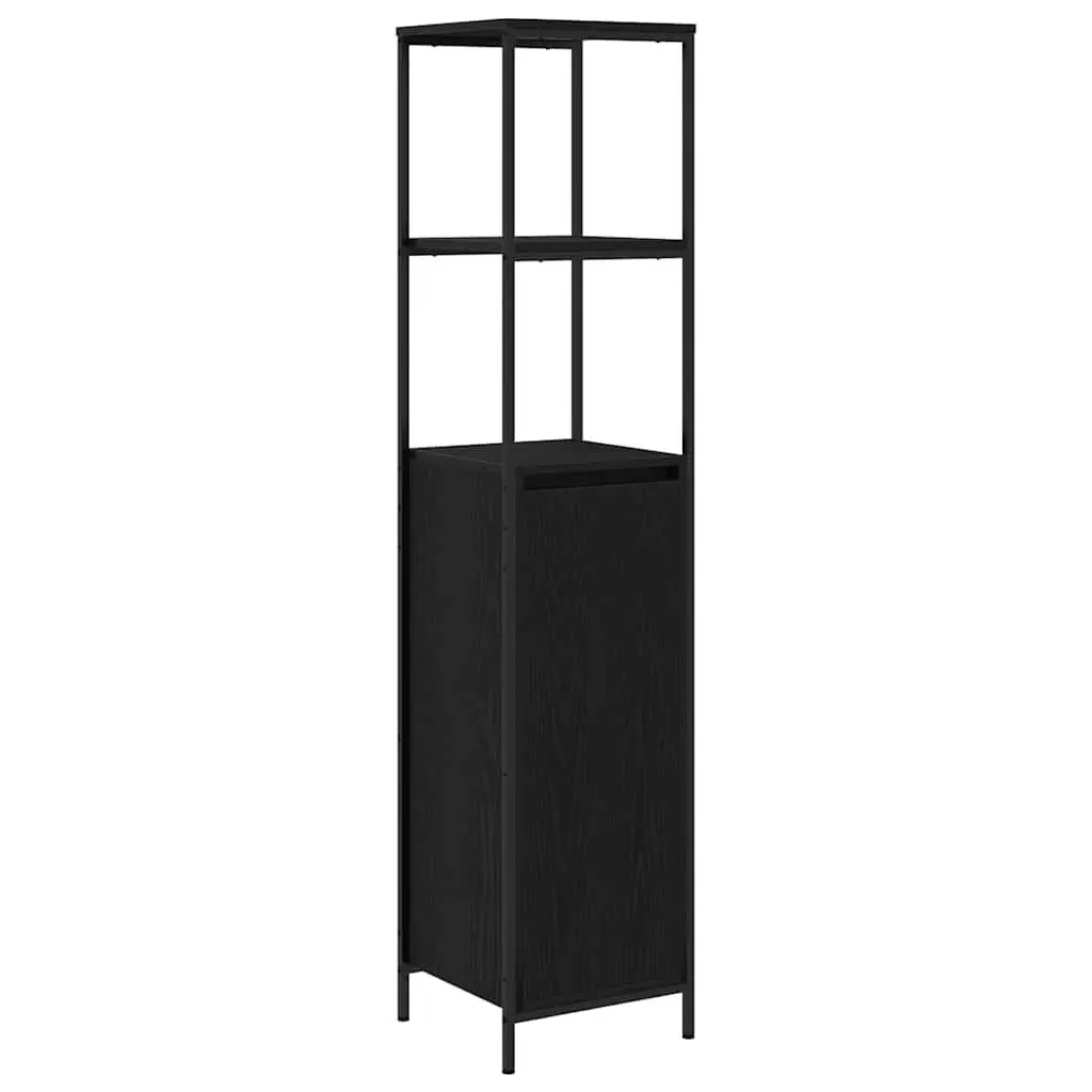 Bathroom Furniture Set 3pcs Modern Engineered Wood Black Oak Vanity Cabinet Storage Unit with Mirror
