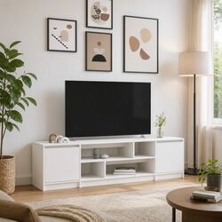 TV Cabinet White Storage Unit Living Room Bedroom Engineered Wood Furniture