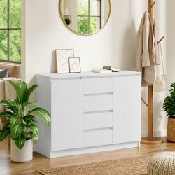Sideboard with Drawers White Storage Cabinet Engineered Wood Buffet Organiser