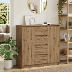 Sideboard with Drawers Brown Storage Cabinet Engineered Wood Living Room