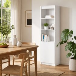 Highboard Storage Cabinet White 50x35x180cm Engineered Wood Tall Cupboard