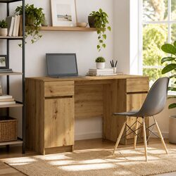 Writing Desk Home Office Furniture Engineered Wood Storage Shelves Drawers Brown