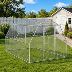Chicken Run 2.5x4x2.25m Walk-in Coop Galvanised Steel Mesh Enclosure Predator