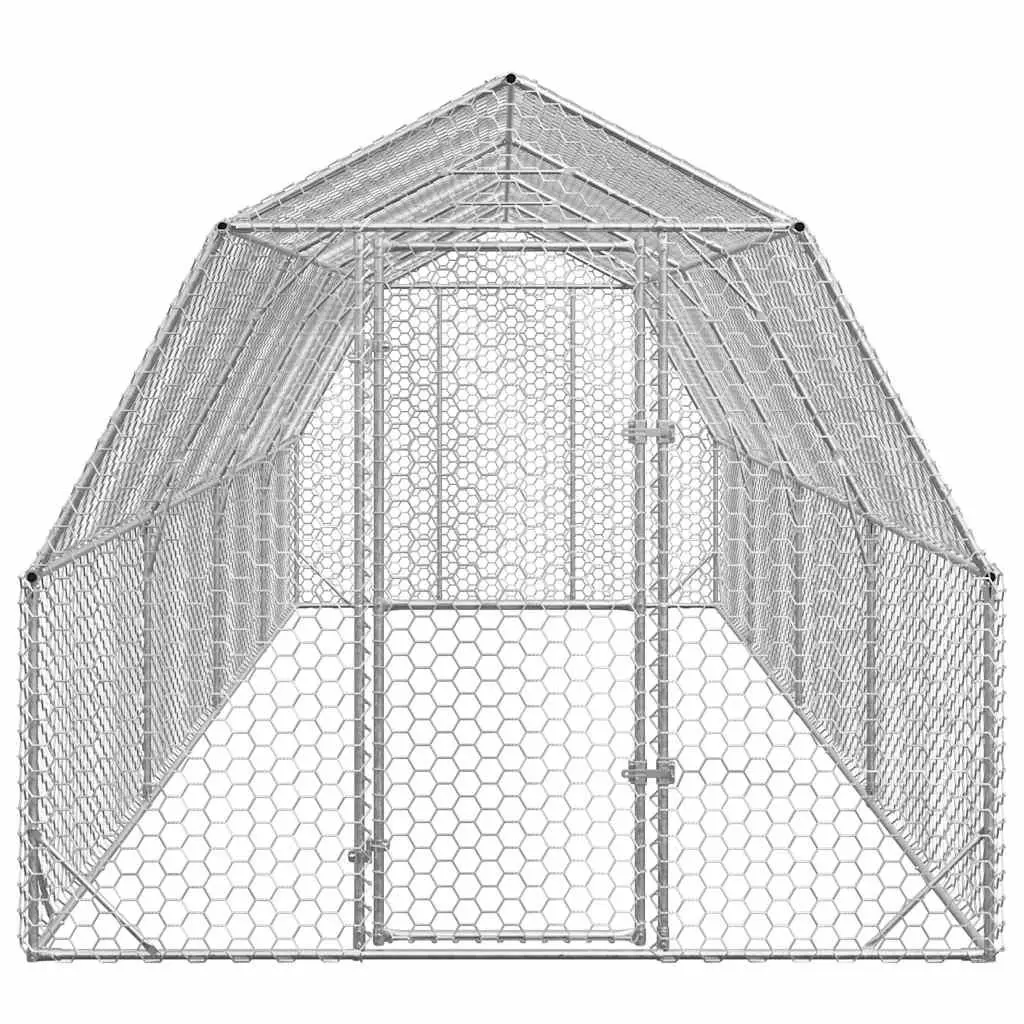 Walk-In Chicken Run Galvanised Steel Mesh Enclosure 2.5x8x2.25m Silver