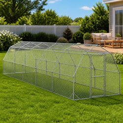 Chicken Run 2.5x10x2.25m Walk-in Coop Galvanised Steel Mesh Poultry Enclosure