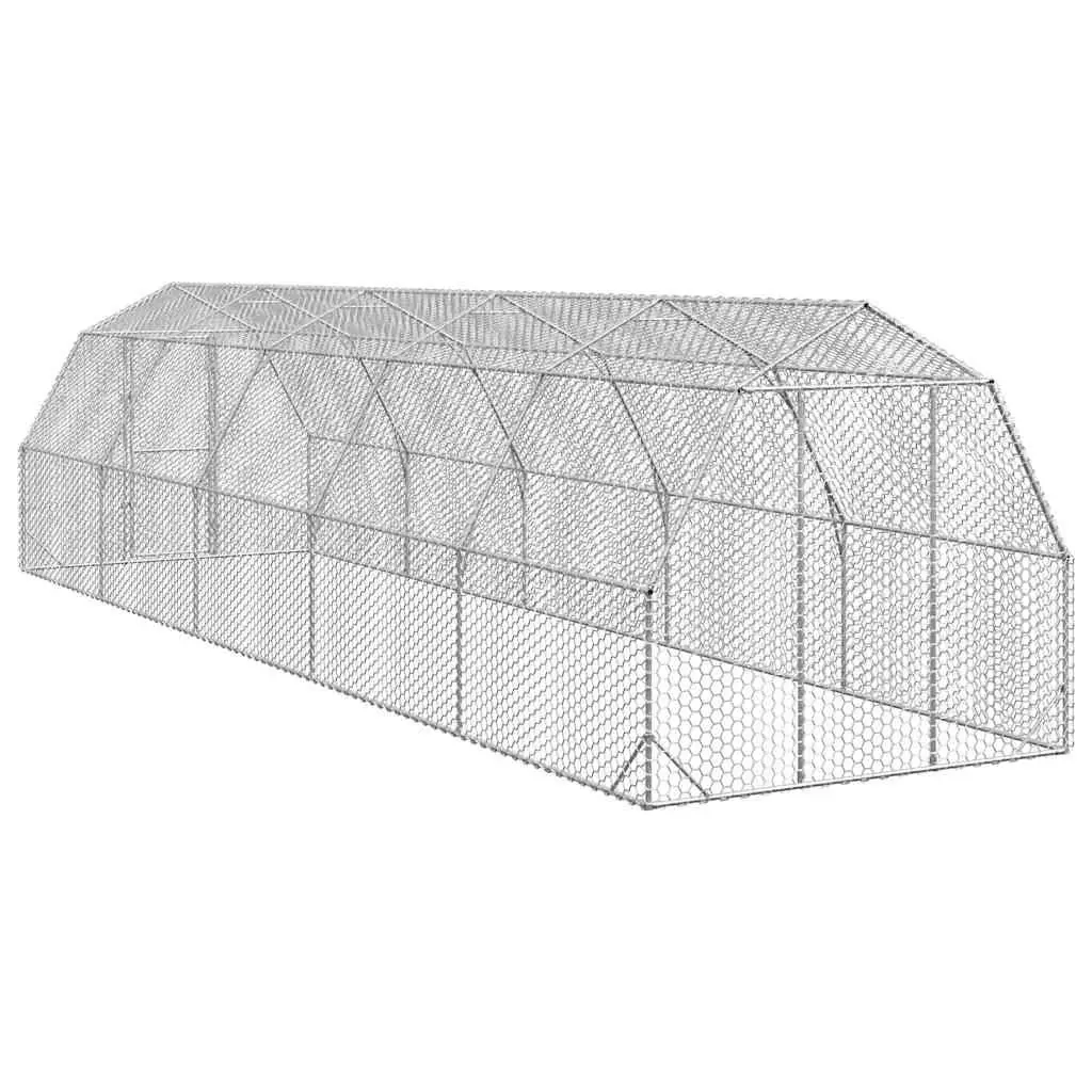 Walk-in Chicken Run Galvanised Steel Mesh 2.5x10x2.25m Silver