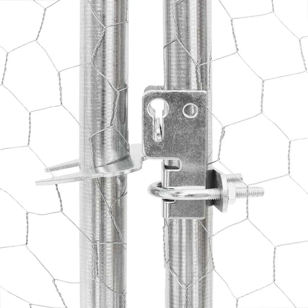 Chicken Run Walk-In Coop Galvanised Steel Frame 2.5x10x2.25m Water-Resistant Roof Silver