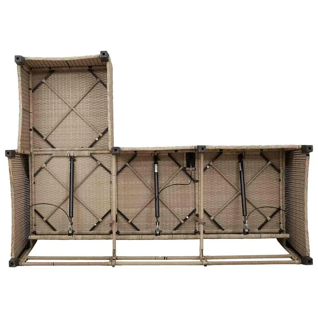L-Shaped Garden Sofa Set 3 Piece Outdoor Patio Furniture Adjustable Backrest Beige