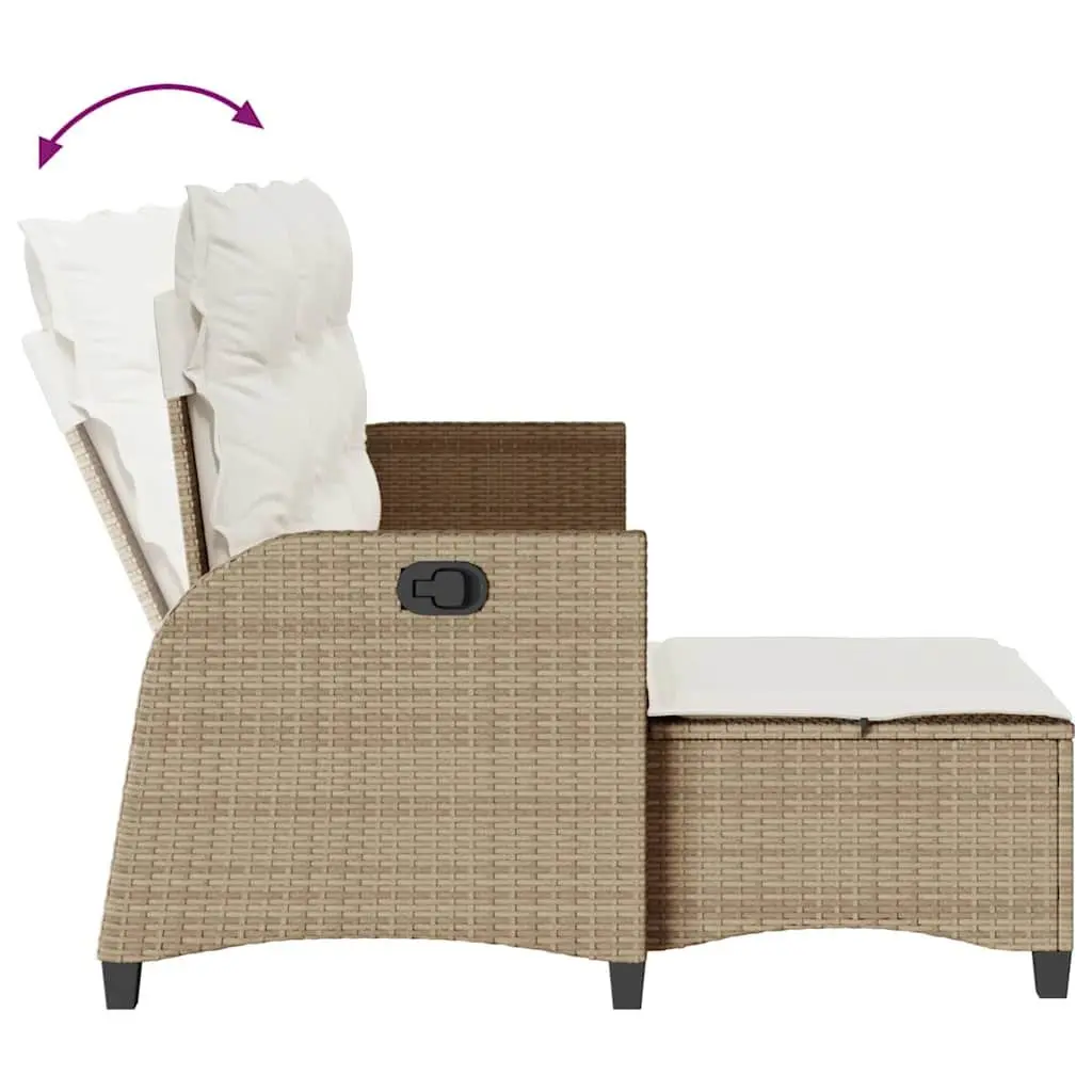 L-Shaped Garden Sofa Set 3 Piece Outdoor Patio Furniture Adjustable Backrest Beige