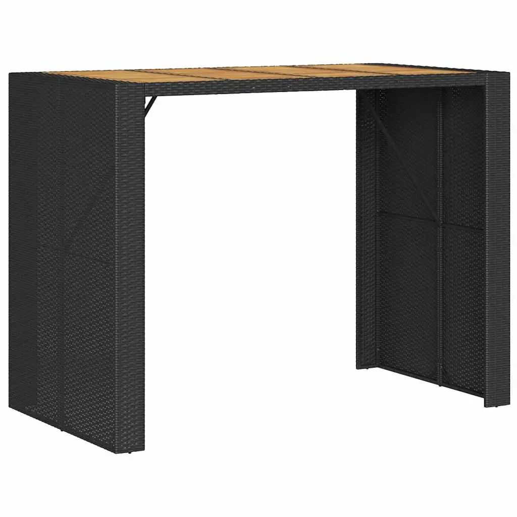 Garden Bar Set 5 Piece Outdoor Patio Furniture Black Poly Rattan with Bar Stools