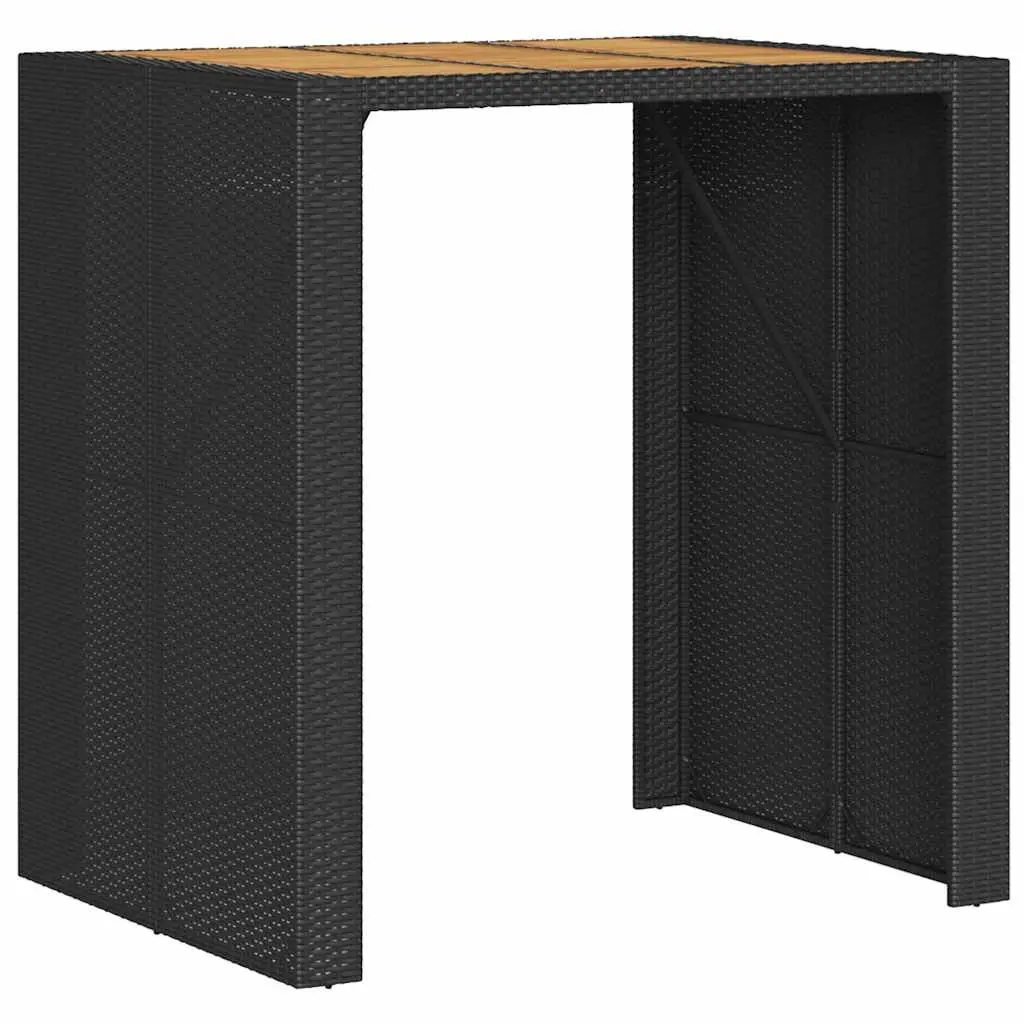 5 Piece Garden Bar Set Black Outdoor Furniture with Cushions Patio Stool Table
