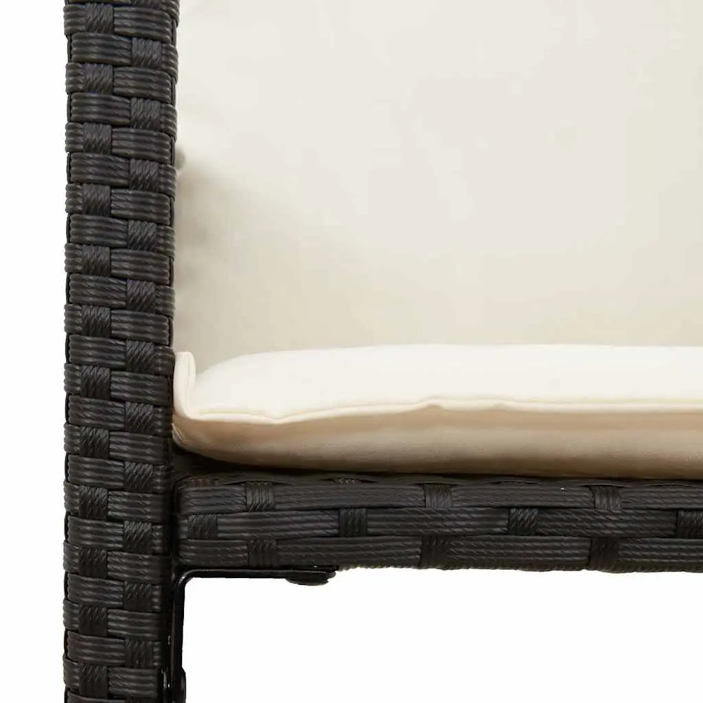 5 Piece Garden Bar Set Black Outdoor Furniture with Cushions Patio Stool Table