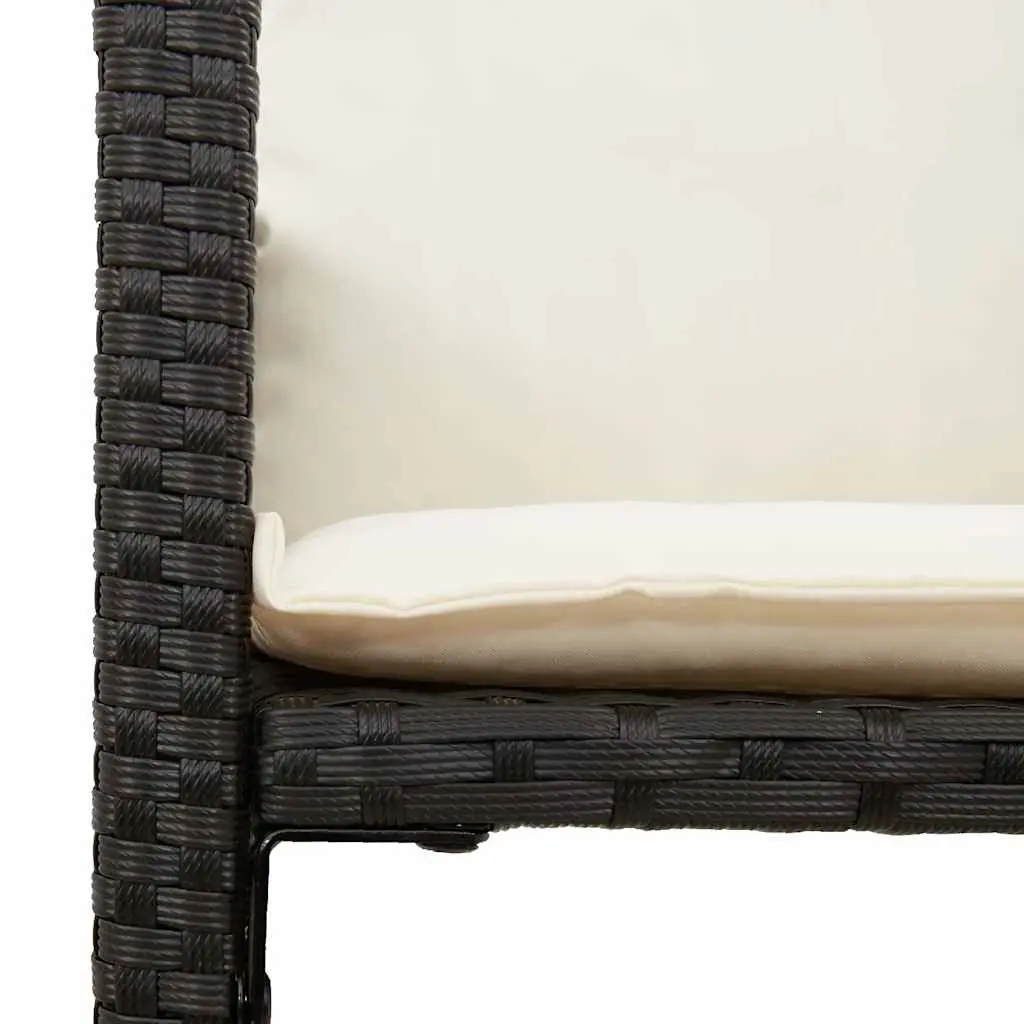 Garden Bar Set 5 Piece Outdoor Patio Furniture Black Poly Rattan with Cushions