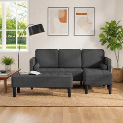 Modern Modular Sofa Set 2 Pieces Grey Polyester Living Room Furniture