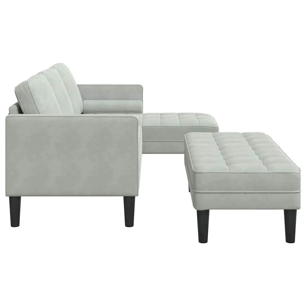 Sofa Set Modular Lounge Couch 2 pcs Light Grey Polyester